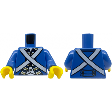 blue torso imperial soldier uniform jacket with dark blue gold and white trim over vest with buttons crossbelts pattern bluecoat blue arms yellow hands
