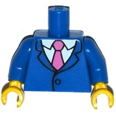 blue torso simpsons jacket white shirt and dark pink tie pattern blue arms yellow hands