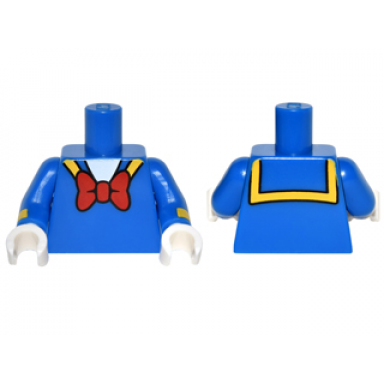 blue torso sailor suit with yellow collar trim and large red bow tie pattern blue arms with yellow stripe pattern white hands