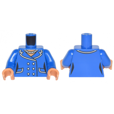 blue torso batman female outline suit with lapels pockets buttons and pearl necklace pattern blue arms nougat hands