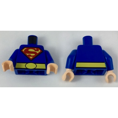 blue torso shirt with red and yellow superman s logo and wide yellow belt pattern blue arms light nougat hands