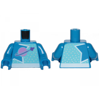 blue torso space dark pink classic moon white outlined star and silver dots pattern blue arms blue hands