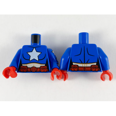 blue torso female white star light nougat midriff red belt pattern blue arms with 3 white stars pattern red hands
