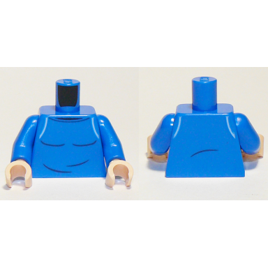 blue torso crew neck sweater creases pattern blue arms light nougat hands