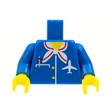 blue torso airplane crew female pocket pen scarf and logo pattern reissue with inside ribs blue arms yellow hands