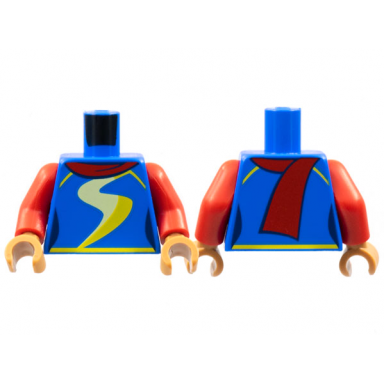 blue torso female red scarf yellow and bright light yellow s swish pattern red arms medium nougat hands