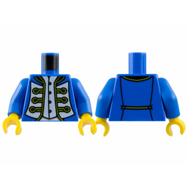 blue torso pirate imperial governor coat with white panels and black and gold trim over vest with buttons pattern blue arms yellow hands