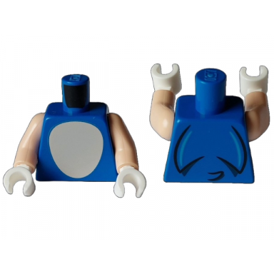 blue torso light nougat oval stomach with medium azure curved lines and black spines and tail on back pattern light nougat arms white hands