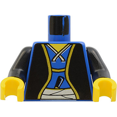 blue torso castle ninja samurai robe sash and dagger pattern shogun black arms yellow hands