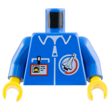 blue torso launch command logo zipper and id badge pattern blue arms yellow hands