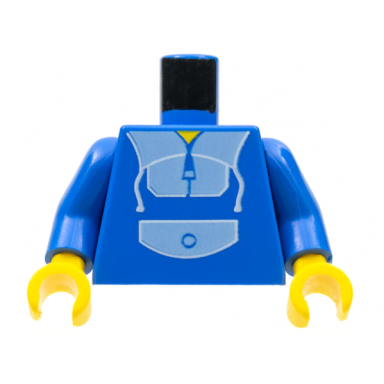 blue torso blue jogging suit pattern blue arms yellow hands