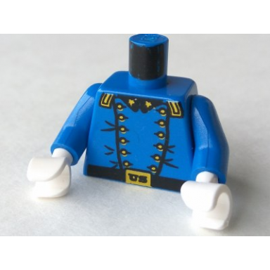 blue torso western cavalry uniform 12 buttons 2 gold stars on collar pattern blue arms white hands