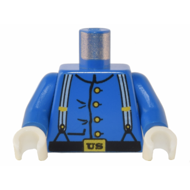 blue torso western cavalry uniform 4 buttons suspenders pattern blue arms white hands