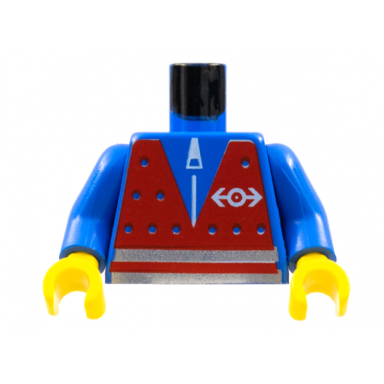blue torso train red vest pattern blue arms yellow hands