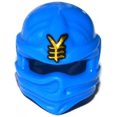 blue minifigure headgear ninjago wrap with gold ninjago logogram lightning pattern