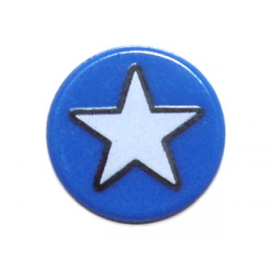 blue tile round 1 x 1 with white star pattern
