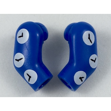 blue arm matching left and right pair with white clocks pattern
