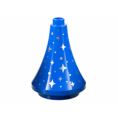 blue duplo roof spire 3 x 3 x 3 tapered cone with silver sparkles and dots pattern