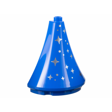 blue duplo roof spire half 4.5 x 2 x 4 with silver sparkles and dots pattern