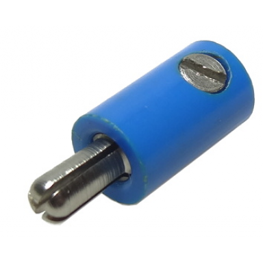 blue electric connector 1-way male rounded with cross-cut pin banana plug