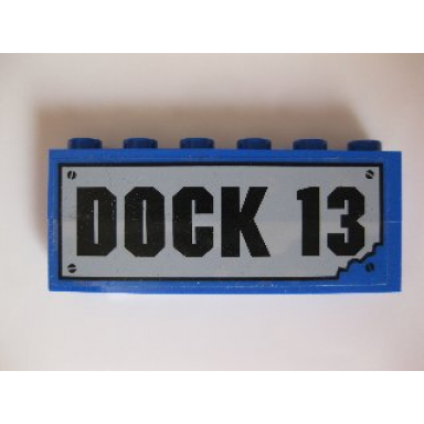 blue stickered assembly 6 x 1 x 2 with dock 13 pattern sticker - set 7045 - 2 brick 1 x 6