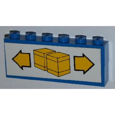 blue stickered assembly 6 x 1 x 2 with boxes and arrows pattern sticker - sets 6377 6391 - 2 brick 1 x 6