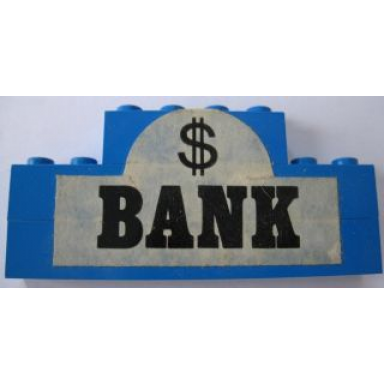 blue stickered assembly 8 x 1 x 3 with $ and bank pattern sticker - set 365 - 2 brick 1 x 8 1 brick 1 x 4