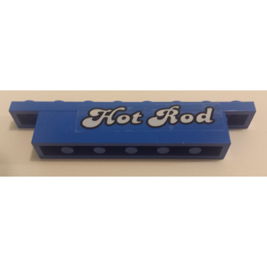 blue stickered assembly 8 x 1 x 1 1 3 with white hot rod pattern model right side sticker - set 5541 - 1 brick 1 x 6 1 plate 1 x 8