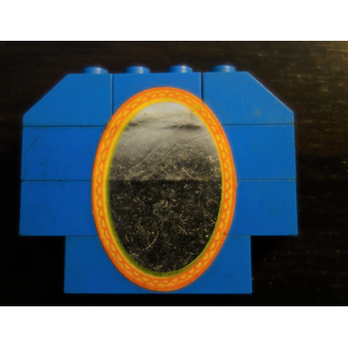 blue stickered assembly 6 x 1 x 4 with mirror pattern sticker - set 296 - 1 brick 1 x 2 1 brick 1 x 4 2 brick 1 x 6 2 slope 45 2 x 1