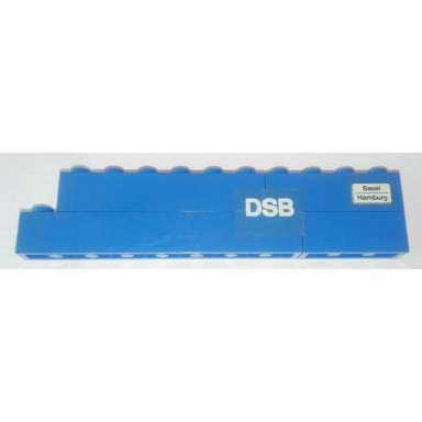 blue stickered assembly 11 x 1 x 2 with dsb and basel hamburg pattern stickers - set 7818 - 1 brick 1 x 3 1 brick 1 x 4 1 brick 1 x 6 1 brick 1 x 8