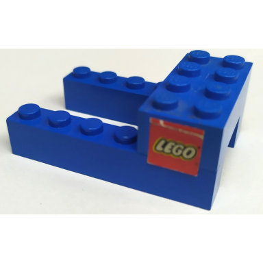 blue stickered assembly 6 x 4 x 2 with lego logo pattern on both sides stickers - set 392-1 - 2 brick 1 x 6 1 brick 2 x 4 without cross supports