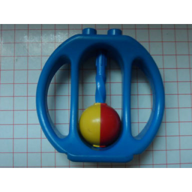 blue duplo rattle oval with yellow red wheel