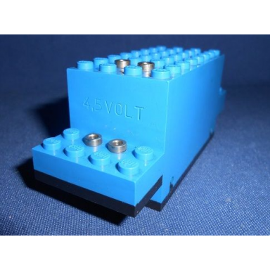 blue electric motor 4.5v type a 12 x 4 x 4 train with engraved 45 volt pattern
