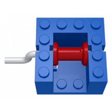 blue string reel winch 4 x 4 x 2 with metal handle red drum