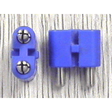 blue electric connector 2-way male rounded narrow type 2 with cross-cut pins