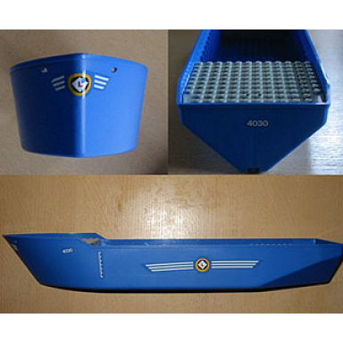 blue boat hull unitary 52 x 12 x 6 1 3 with cargo carrier pattern stickers - set 4030