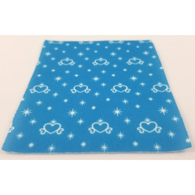 blue duplo cloth blanket 8 x 10 cm with white hearts and stars pattern