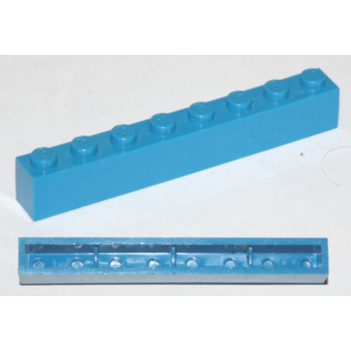 blue brick 1 x 8 without bottom tubes with cross supports