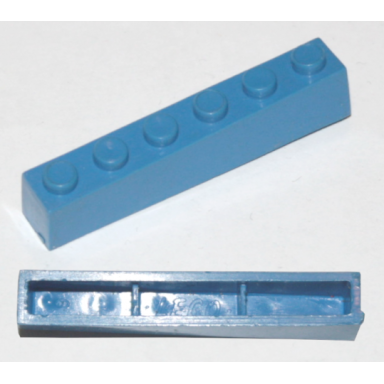 blue brick 1 x 6 without bottom tubes with cross supports