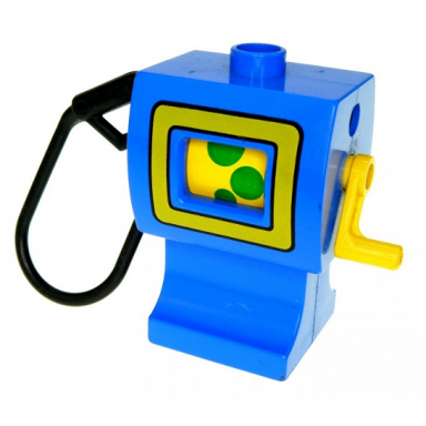 blue duplo gas fuel pump with yellow frame pattern