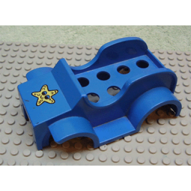 blue duplo car body racer with smiling star starfish pattern fits over car base 2 x 6