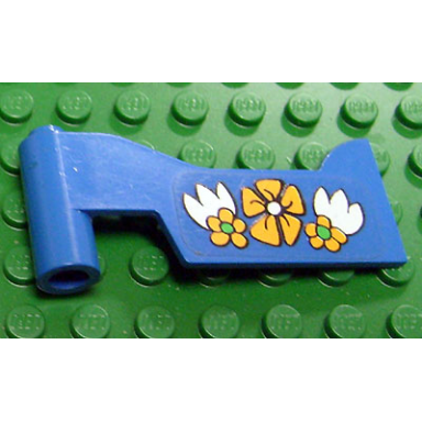 blue fabuland car door left with flowers pattern sticker - set 3635