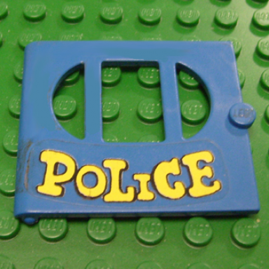 fabuland door with oval pane in 3 sections with police pattern sticker - sets 140-1 350-3