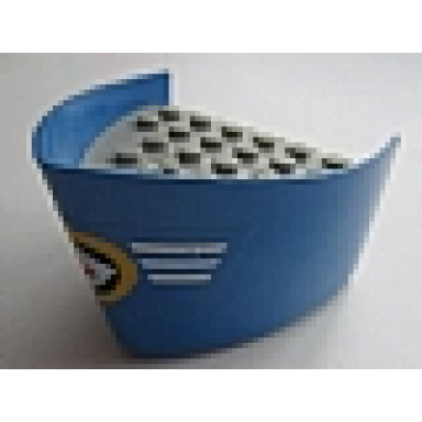 blue boat hull smooth bow 5 x 6 x 3 1 3 with light gray deck with white stripes and red l in white black orange logo pattern sticker - sets 4005 4015 4025