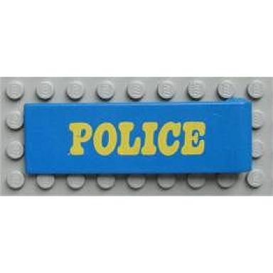 blue duplo door 1 x 4 x 1 with yellow police pattern