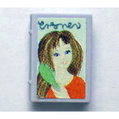 light violet minifigure utensil book 2 x 3 with girl and hairbrush pattern stickers - sets 3114 3211 3242