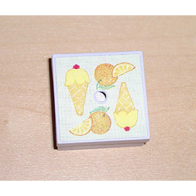 light violet container box 3 1 2 x 3 1 2 x 1 1 3 with hinged lid with oranges and ice cream cones pattern sticker - set 3108