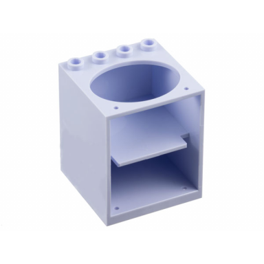 light violet container cupboard 4 x 4 x 4 with elliptical hole for sink