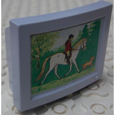 light violet scala tv computer monitor with girl on horse and dog pattern sticker - set 3290