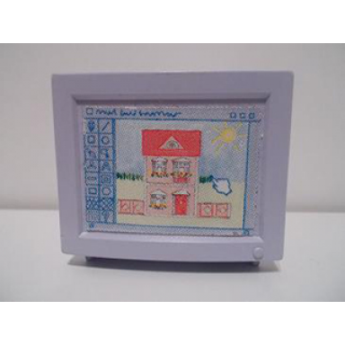 light violet scala tv computer monitor with house design pattern sticker - set 3270